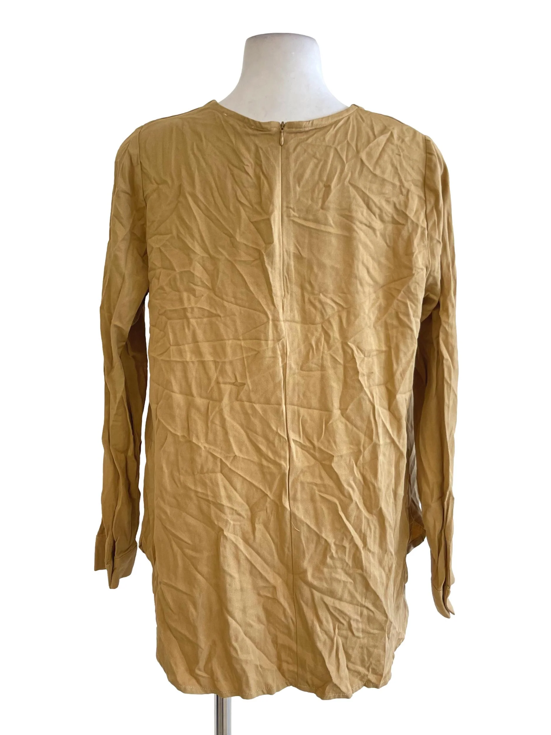 Yellow Dijon Wide U Neck Long Sleeve Blouse - Image 2