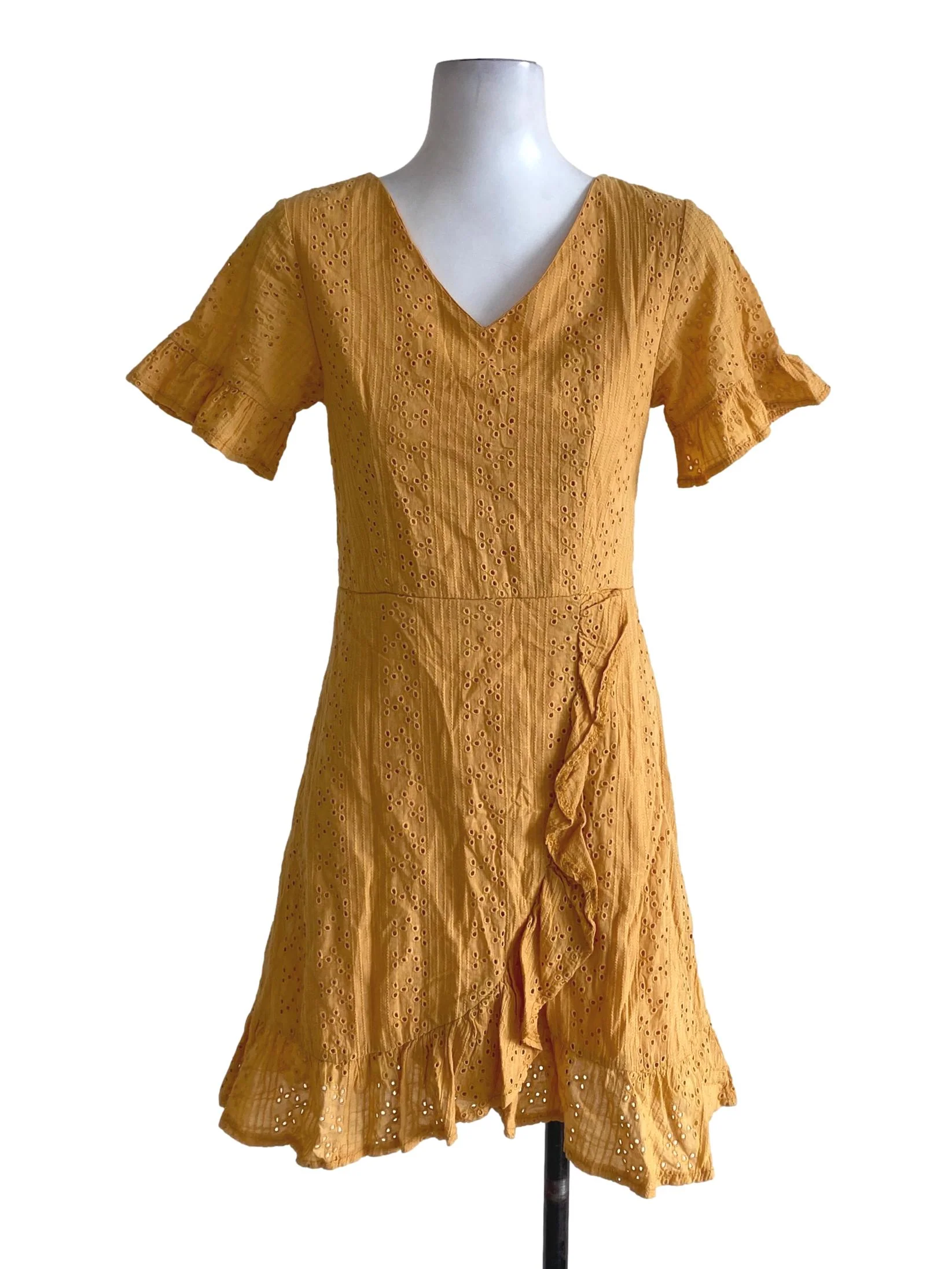 Yellow Floral Embroidered Dress