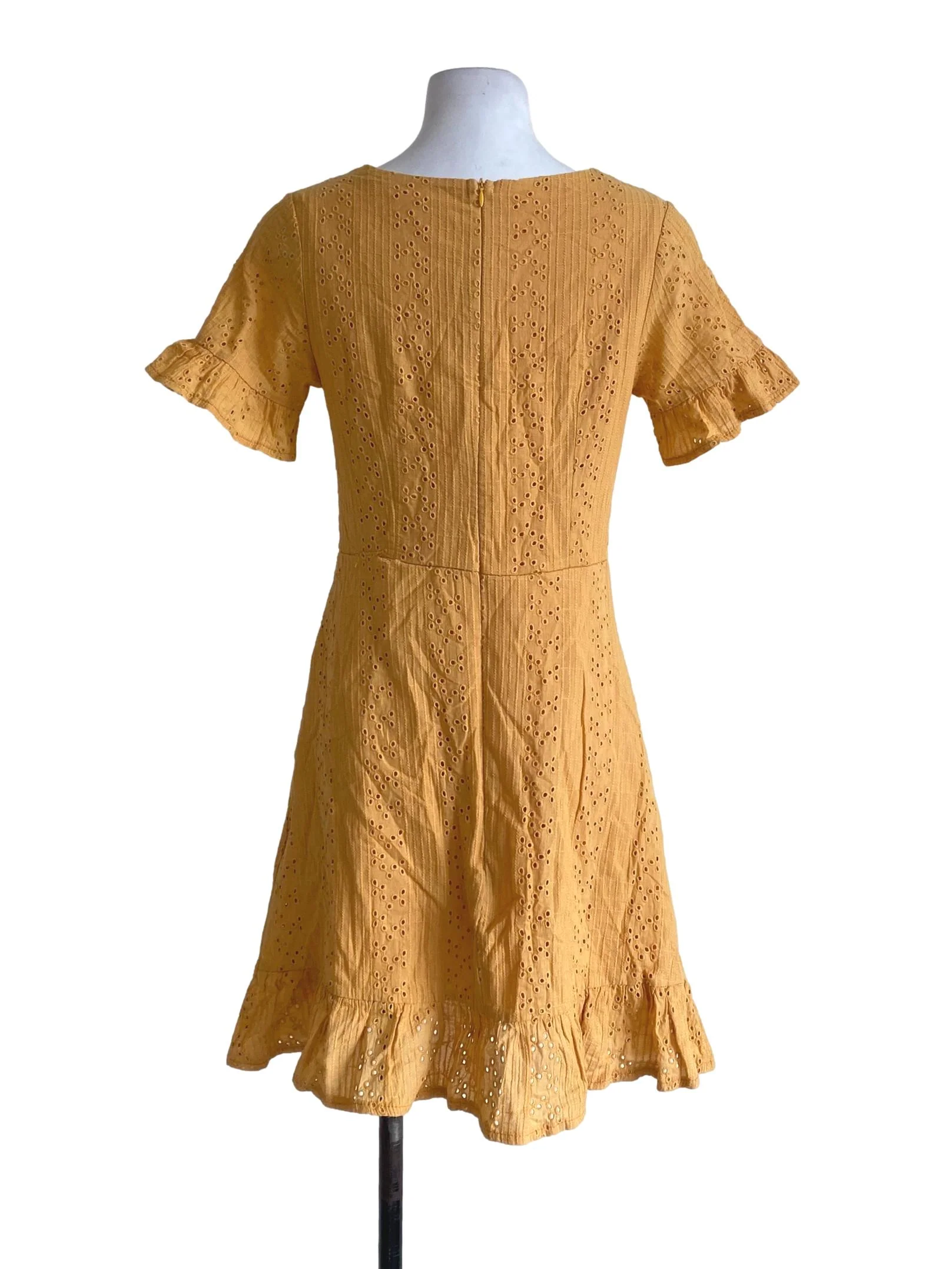 Yellow Floral Embroidered Dress - Image 2