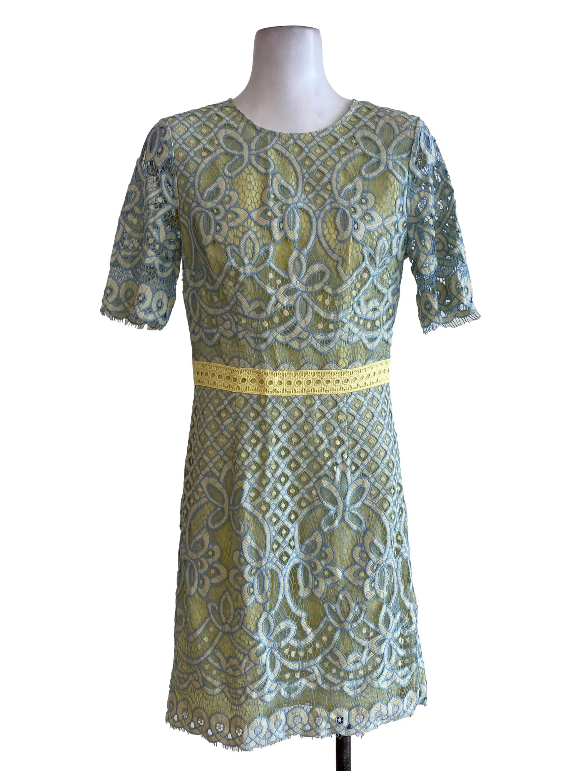 Yellow Floral Laced Dress