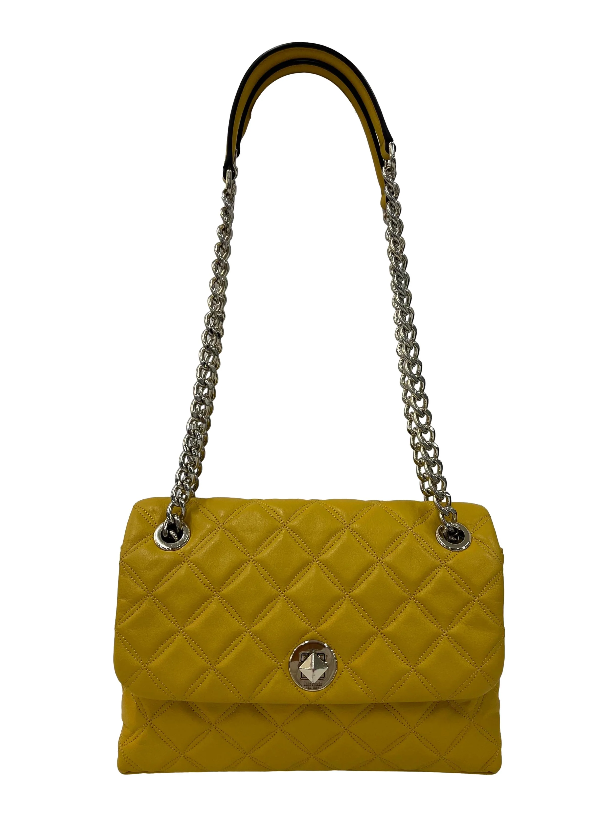Yellow Gold Natalia Medium Flap Shoulder Bag