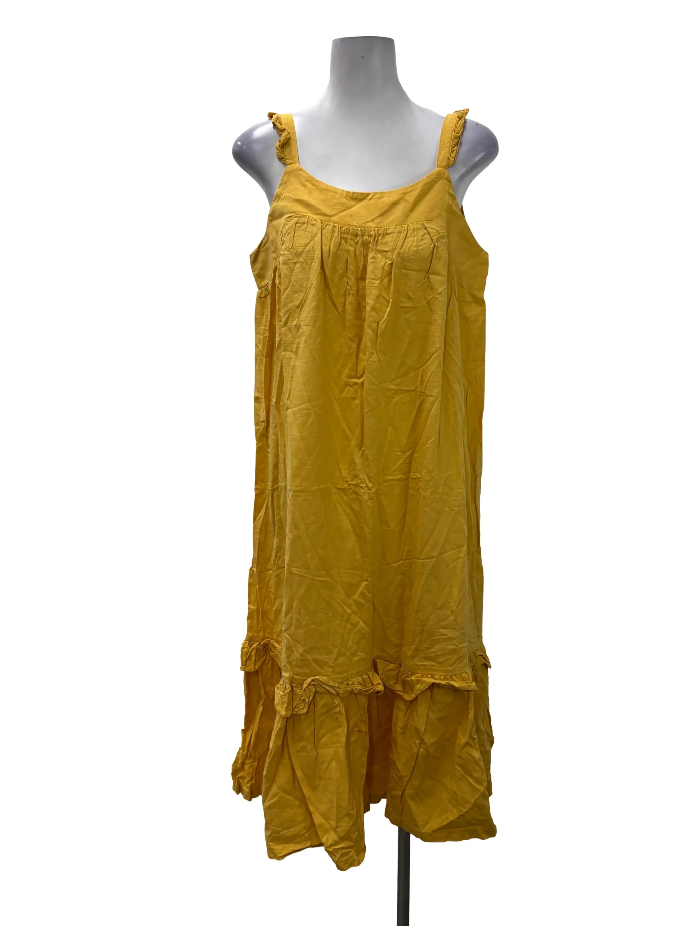 Yellow Scoop Sleeveless Midi Dress