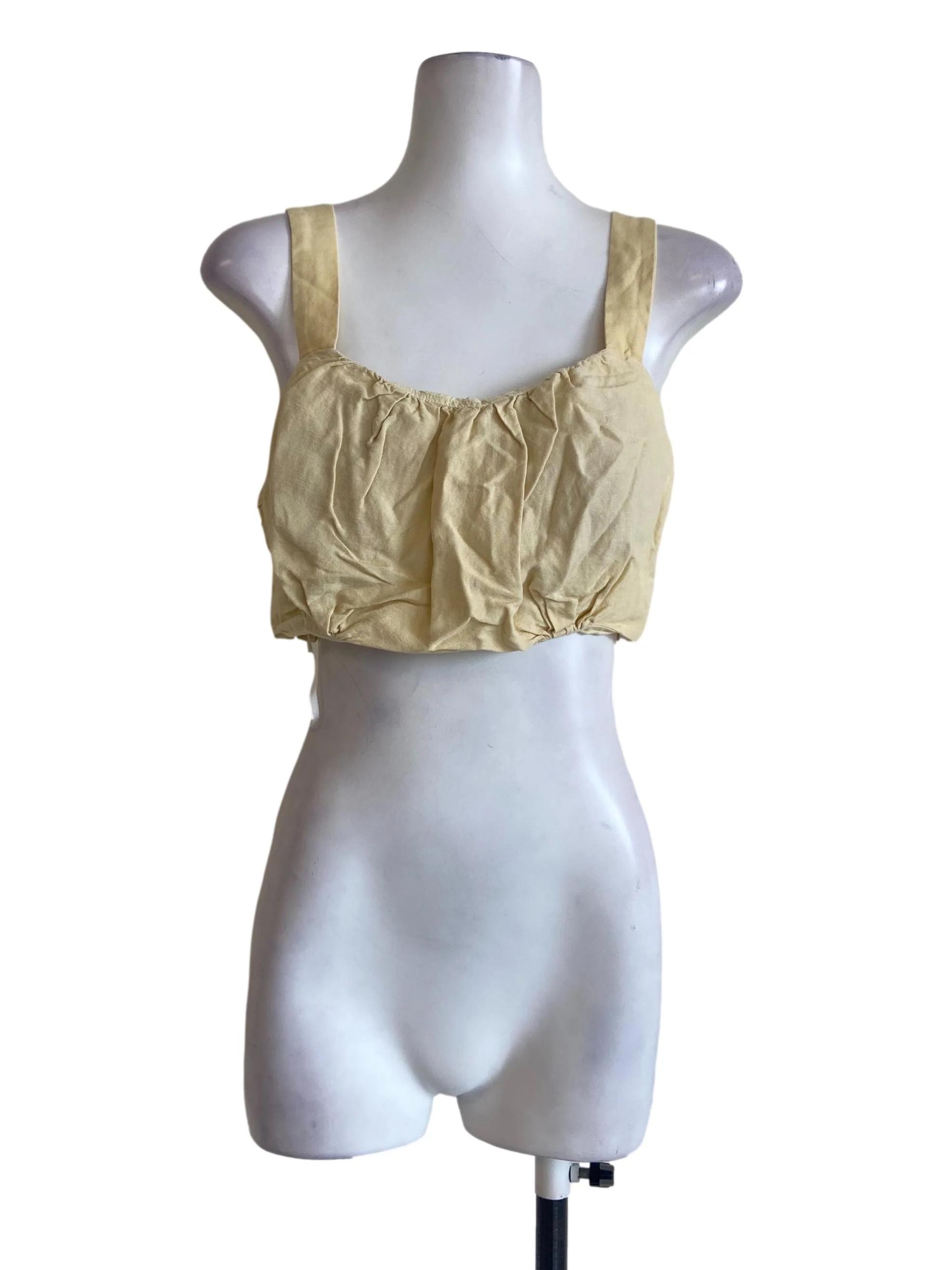 Yellow Sleeveless Stretchable Crop Top LB