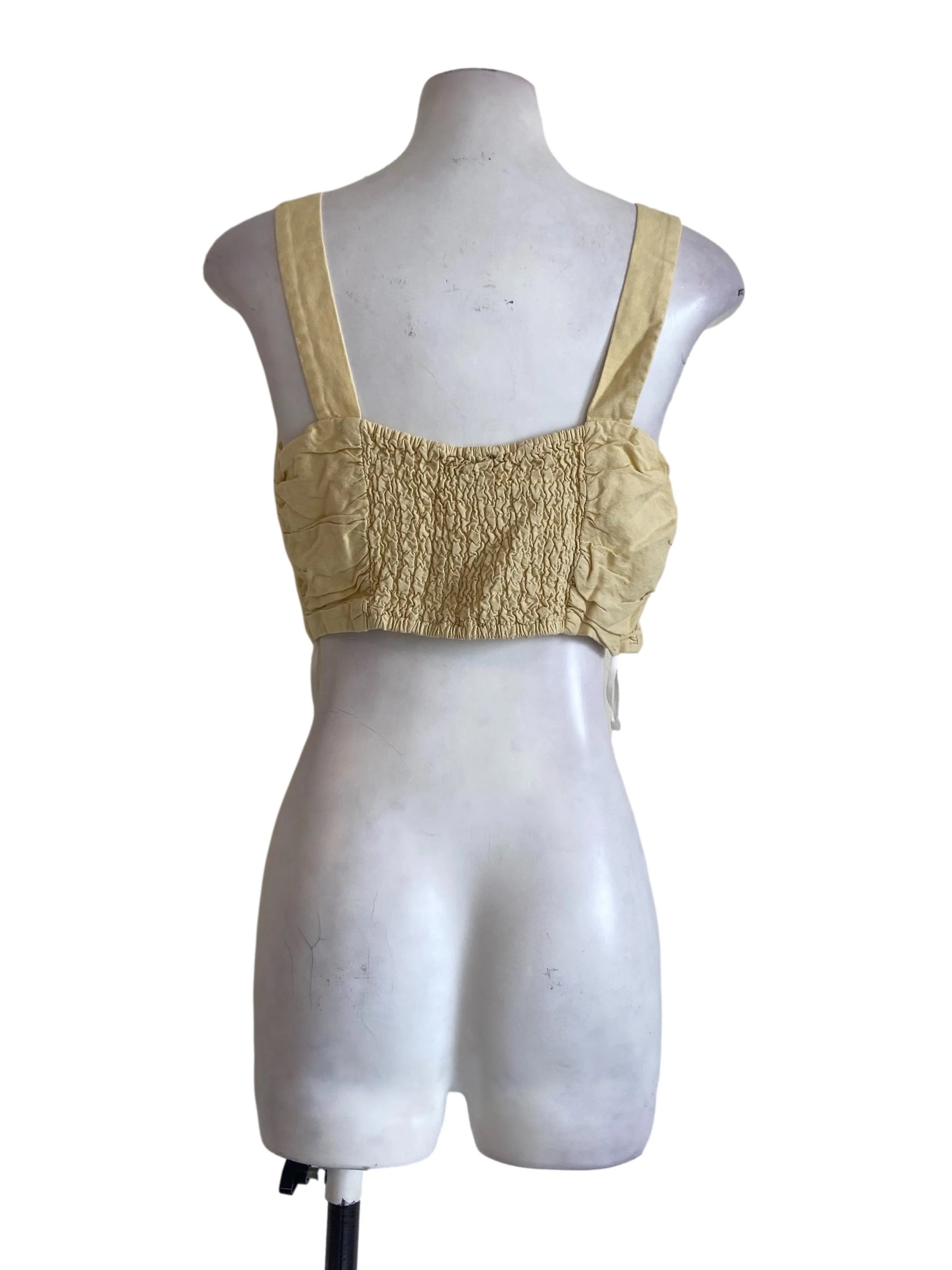 Yellow Sleeveless Stretchable Crop Top LB - Image 2